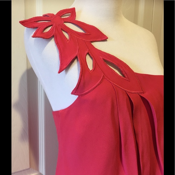 Tibi Pretty One Shoulder Cut Out Motif Mini Dress - Picture 3 of 8